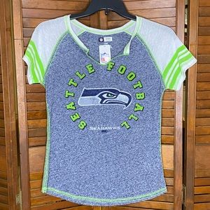 NFL Team Apparel Seattle Seahawks Baseball Style Short Sleeve Tee Women’s Large